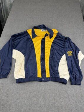 VTG Reebok Basketball 3XLT Snap-Button Jacket Navy Yellow Colorblock Vintage
